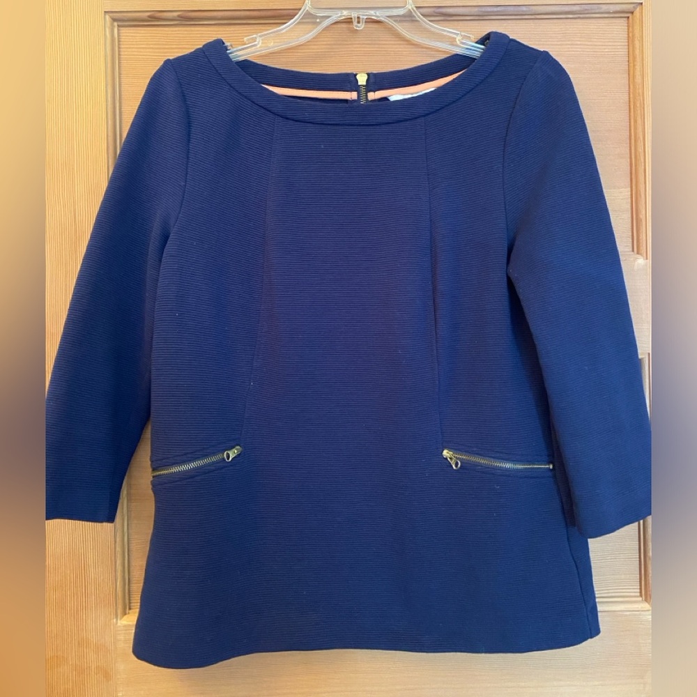Boden 3/4 Sleeve Top with Zipper Accents